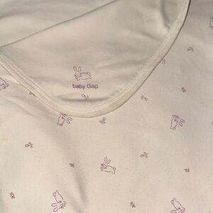 Rare Baby Gap Cream Blanket with Purple Bunny Print